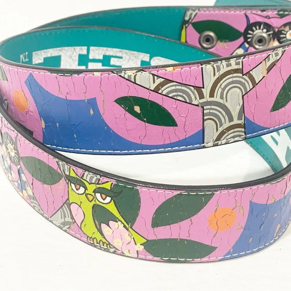 Rock Rebel Size Medium Multi Colored‎ Painted Owl Printed Belt